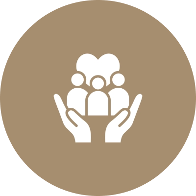 A person holding their hands over the top of a group.