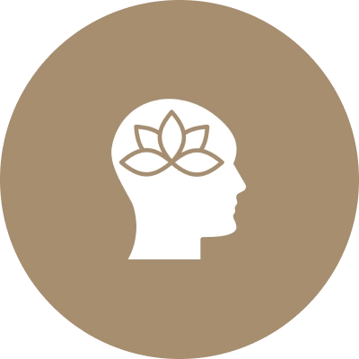 A picture of a person 's head with an image of a flower in the middle.